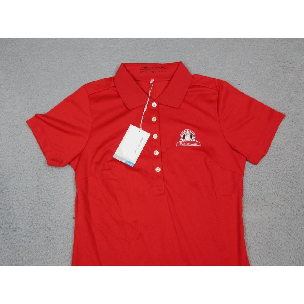 Nike Golf Dri-FIT Polo Shirt Womens Small Red Short Sleeve Ballen Isles Golf Top - Picture 3 of 11